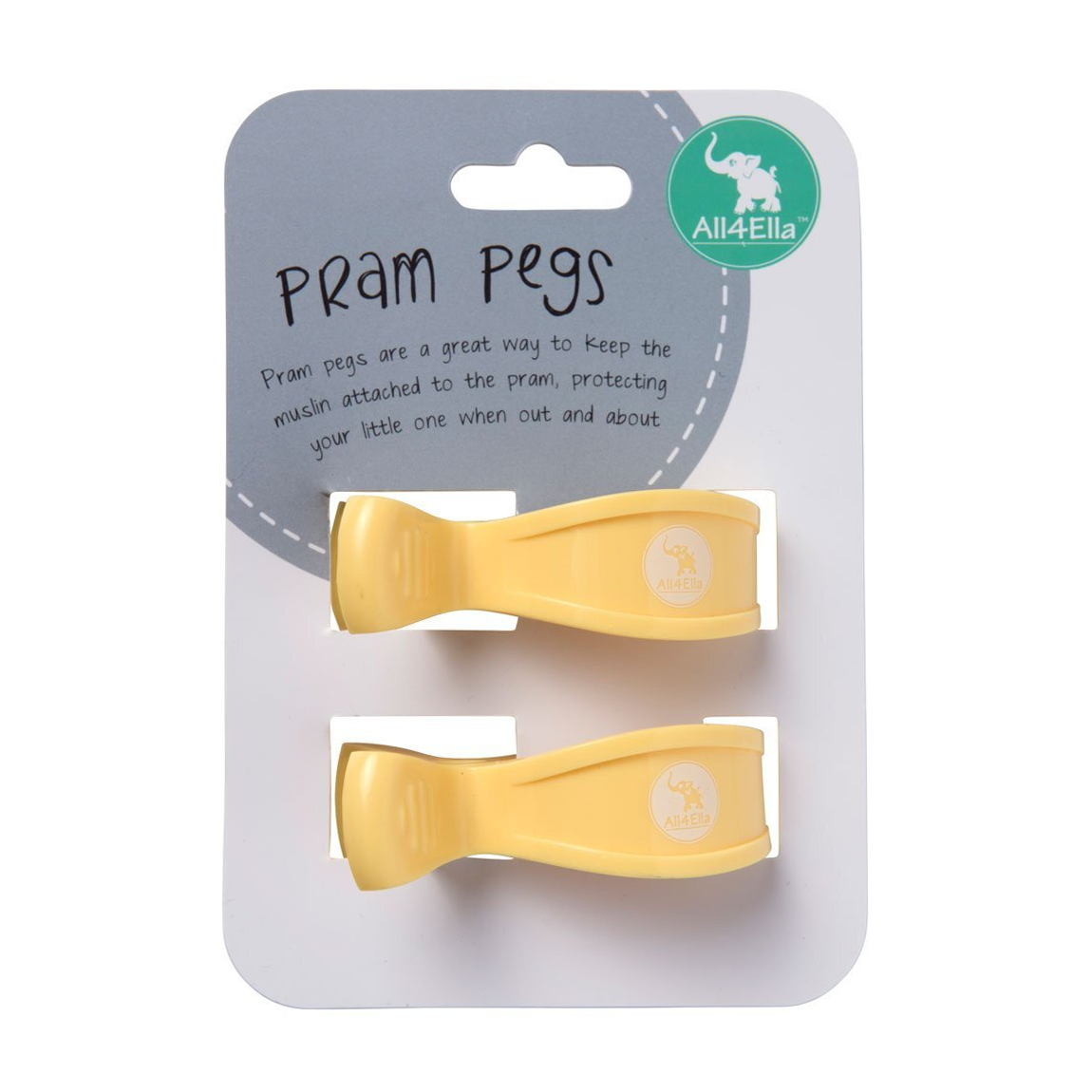 Pram Pegs 2 Pack - Pastel Yellow
