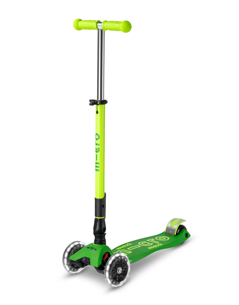 Micro Maxi Deluxe Foldable Neon LED Scooter - Parrot Green