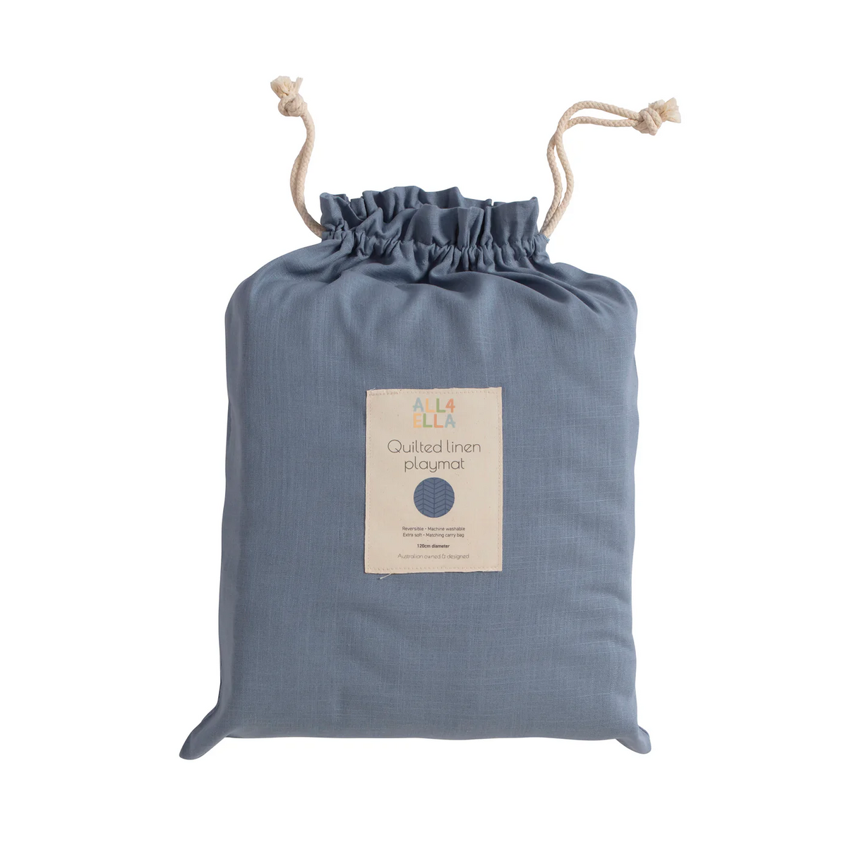 Quilted Linen Playmat - Slate Blue