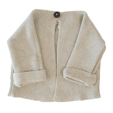 Cotton Knit Baby Jacket - Latte