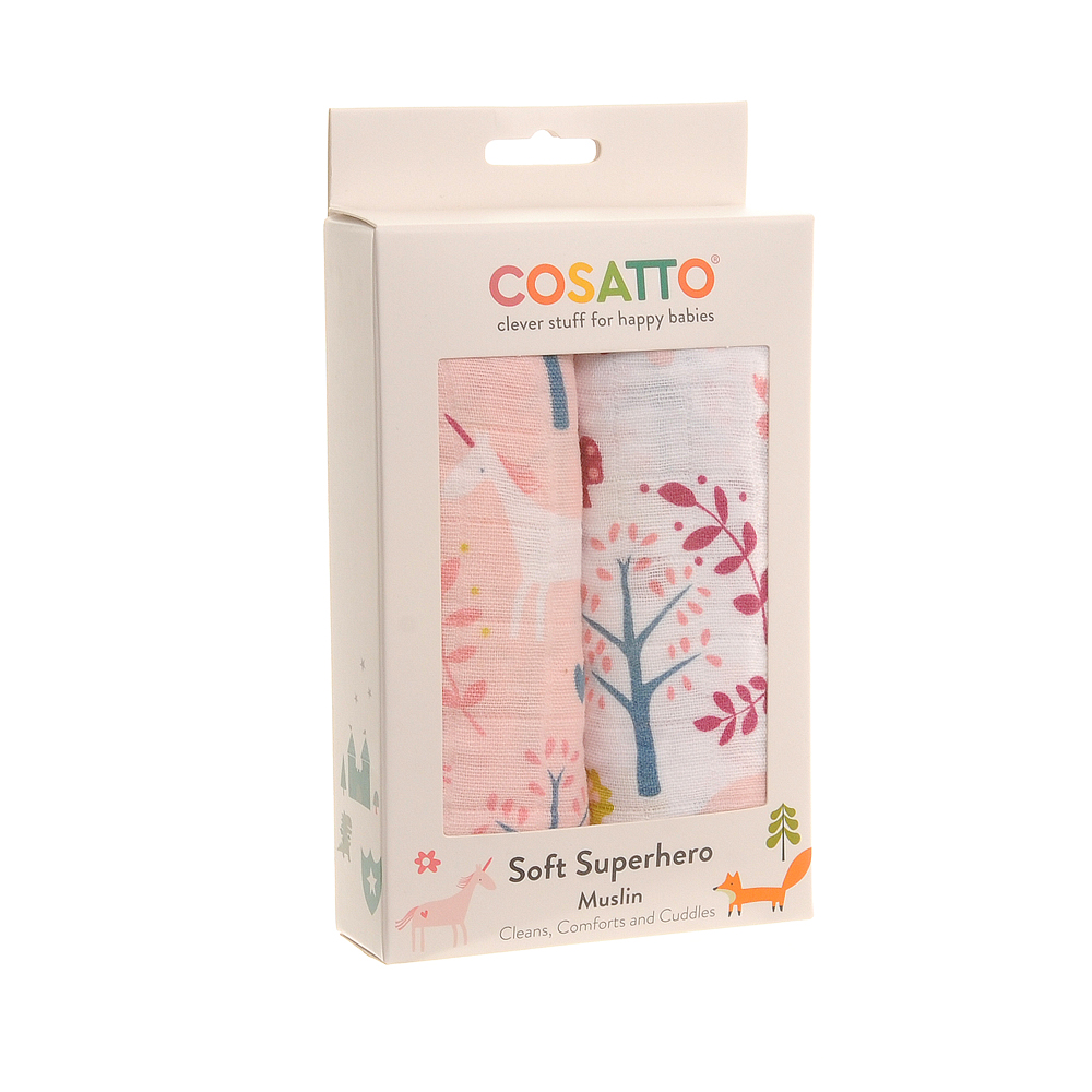 Soft Superhero Muslin Duo - Unicorn Garden