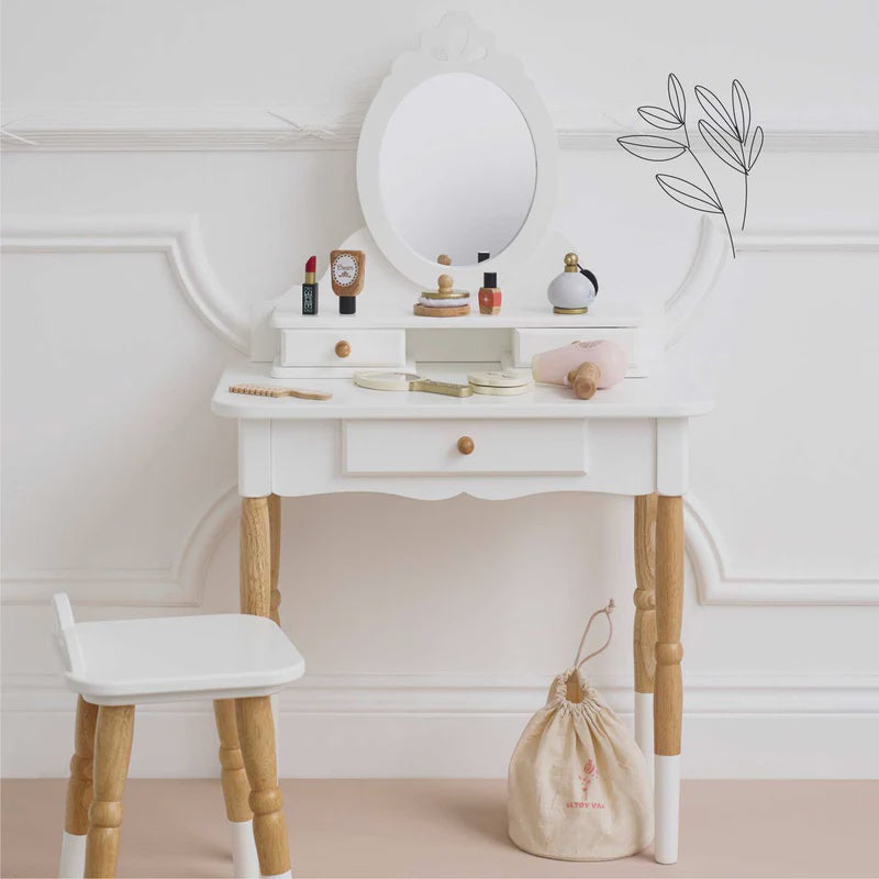 Vanity Table and Stool with Beauty Set