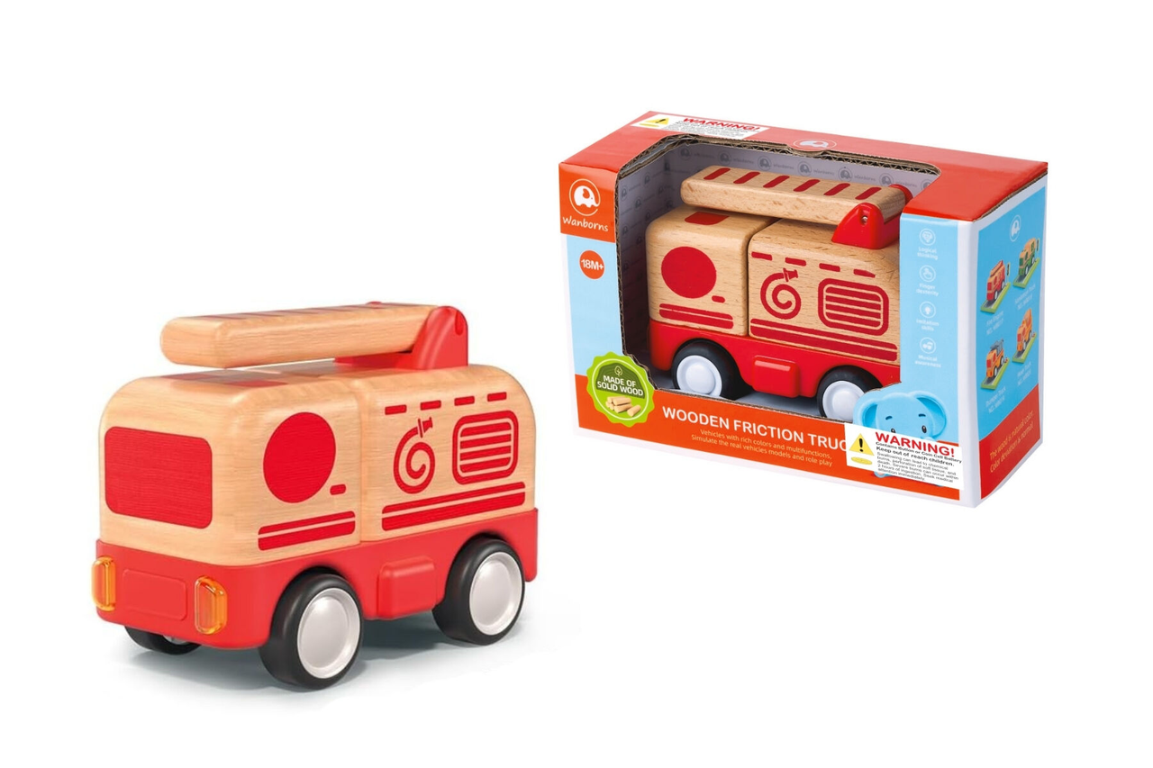 Wooden Friction Truck - Fire Engine