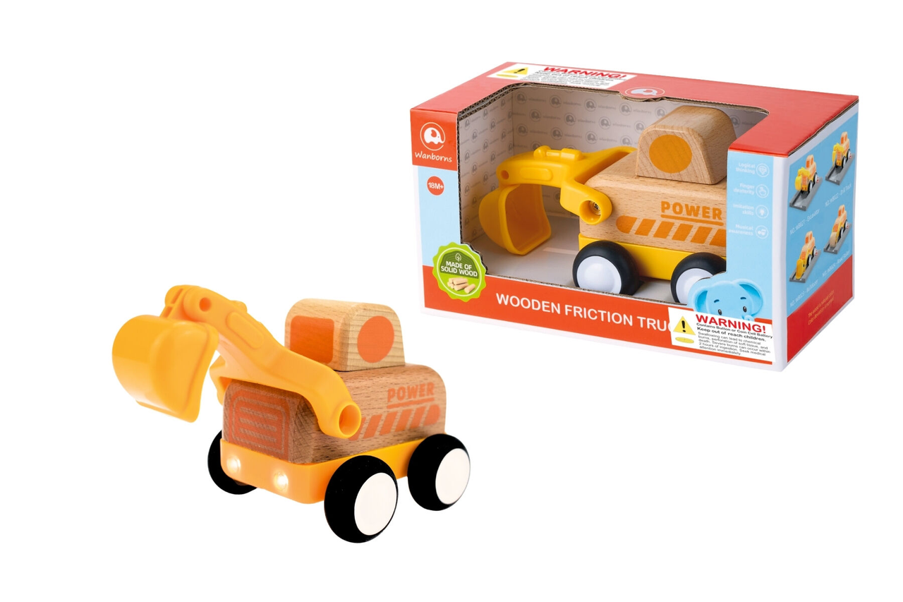 Wooden Friction Truck - Digger
