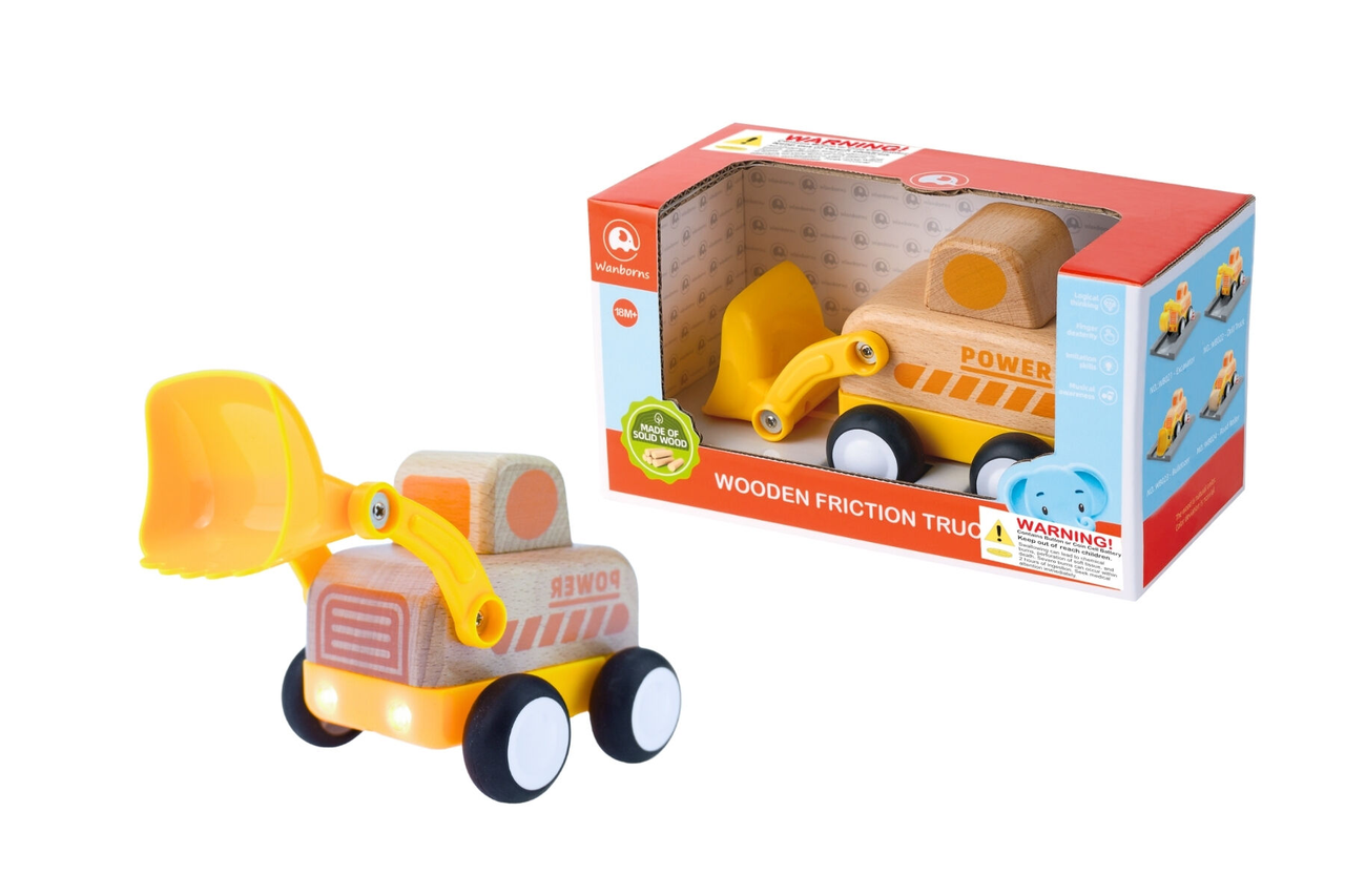 Wooden Friction Truck - Bulldozer