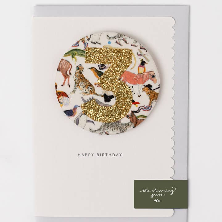 Birthday Badge Age Card - Liberty Fabric