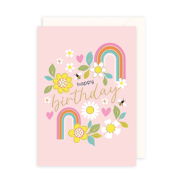 Happy Birthday - Flowers and Bees
