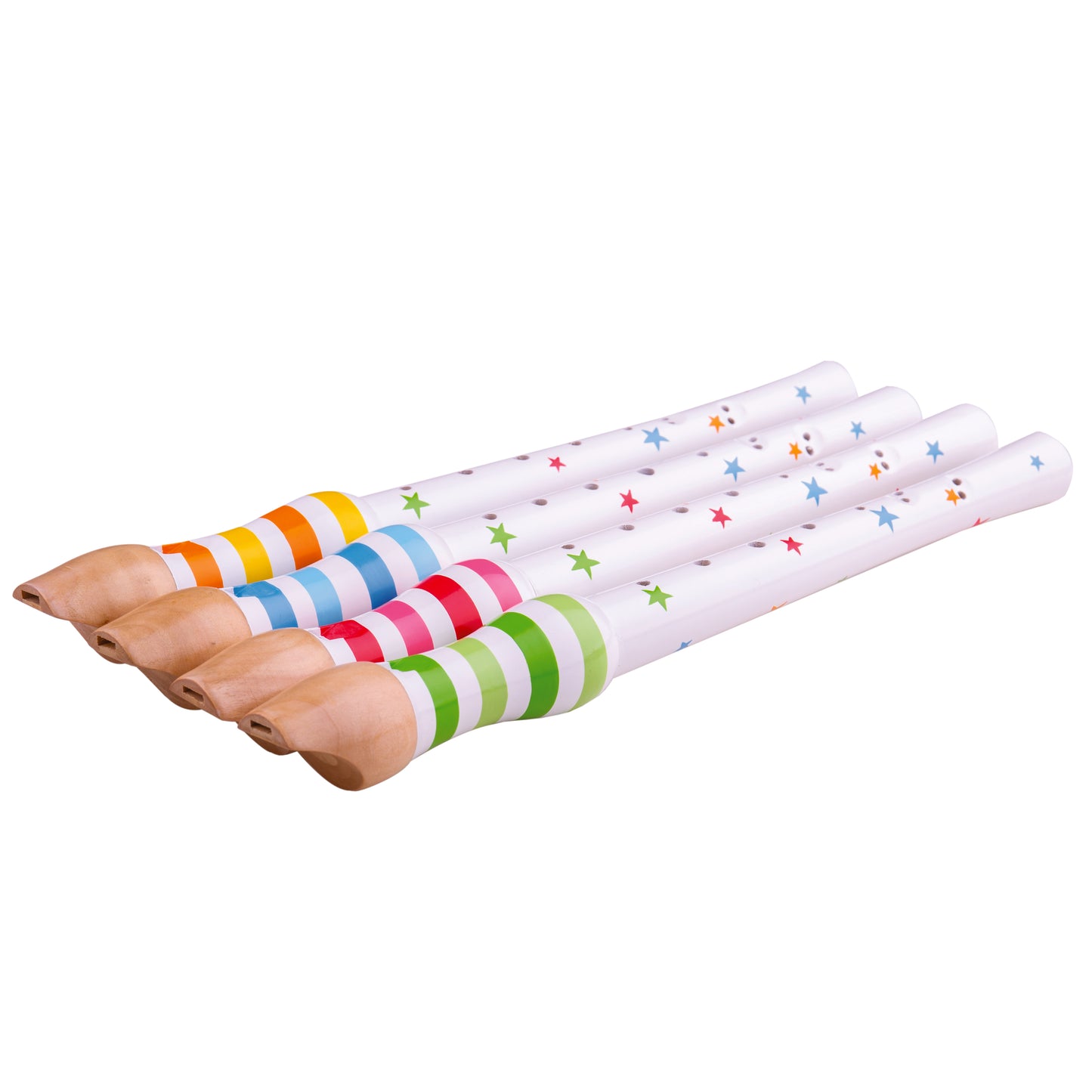 Wooden Recorder (white with stars)
