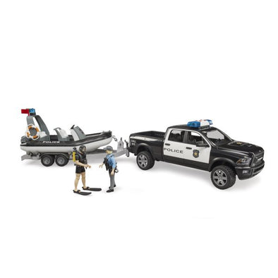 RAM 2500 Police Pick-Up with Trailer and Boat and Figure