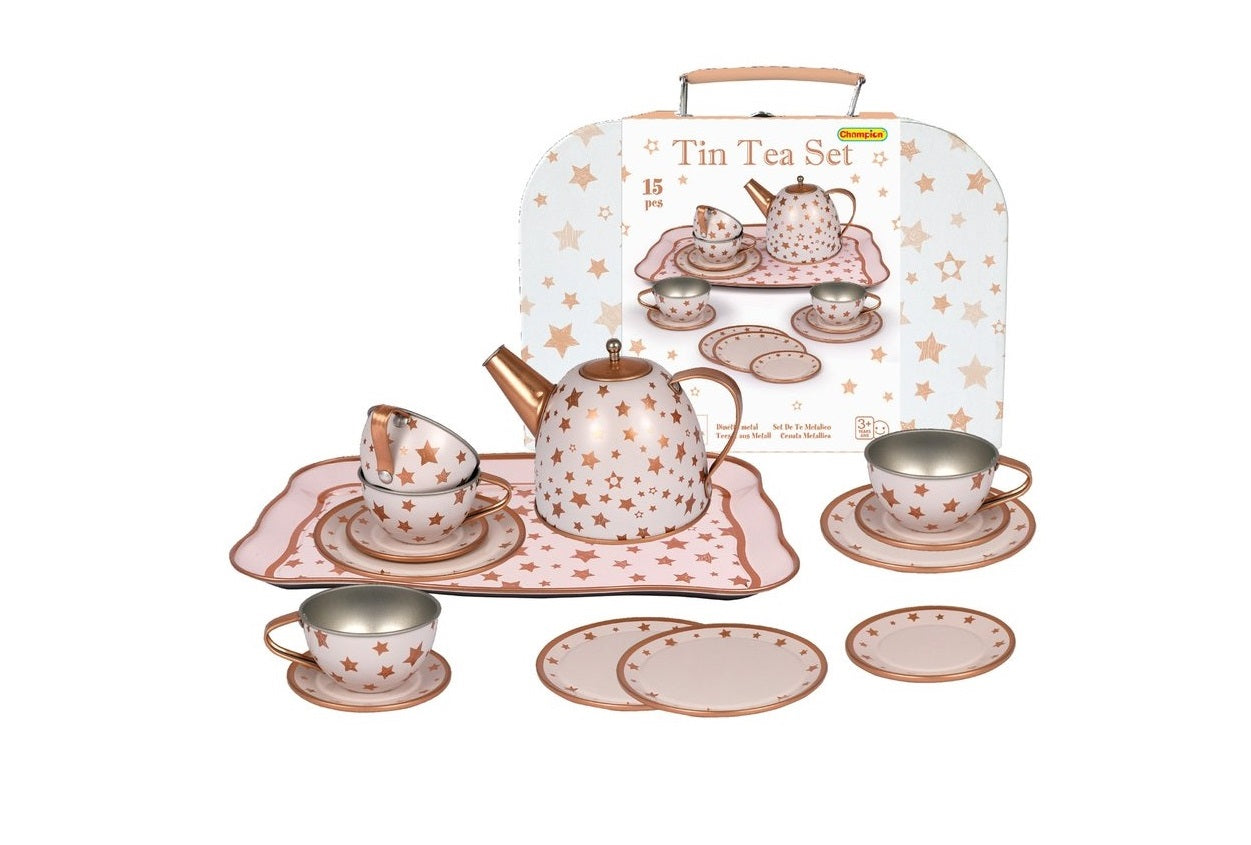 Gold Star Tin Tea Set - in Suitcase