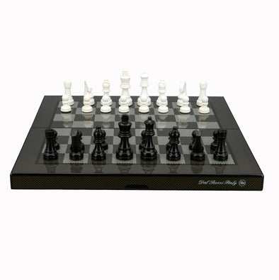 Carbon Fibre Folding Chess Set Gloss Finish 16"