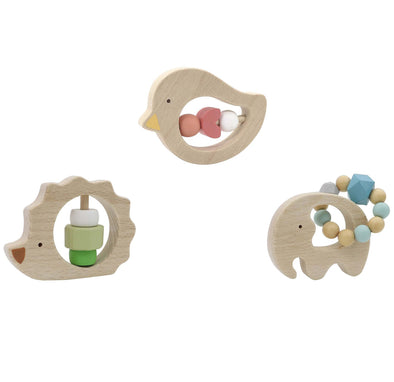 Bird Rattle with Silicone Bead - assorted