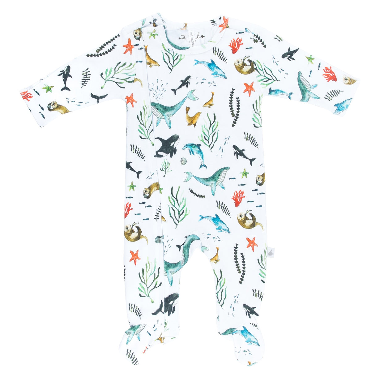 Under The Sea - Organic Cotton Zip Footed Outfit