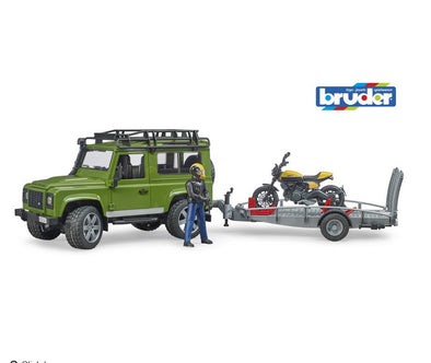 Land Rover Defender, trailer and Scrambler Ducati