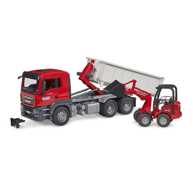 MAN Truck with Roll-off Container & Schaeff Compact Loader