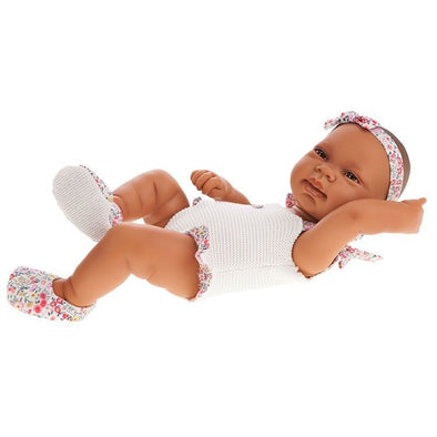 Newborn Doll 42 cm - white knitted swimsuit 5011