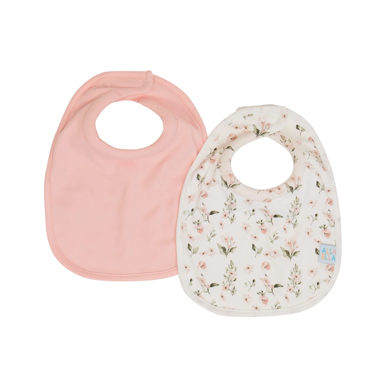 Roll Neck Bib 2pk - Pink Flower