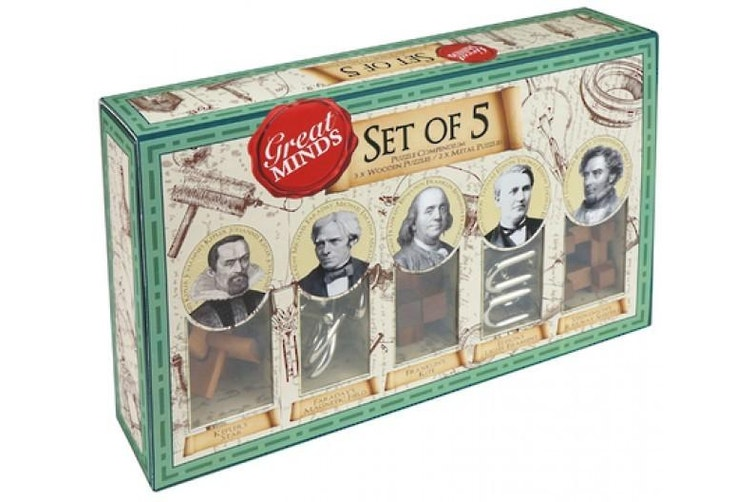 Great Minds Set of 5 Puzzles - 3 wooden 2 metal