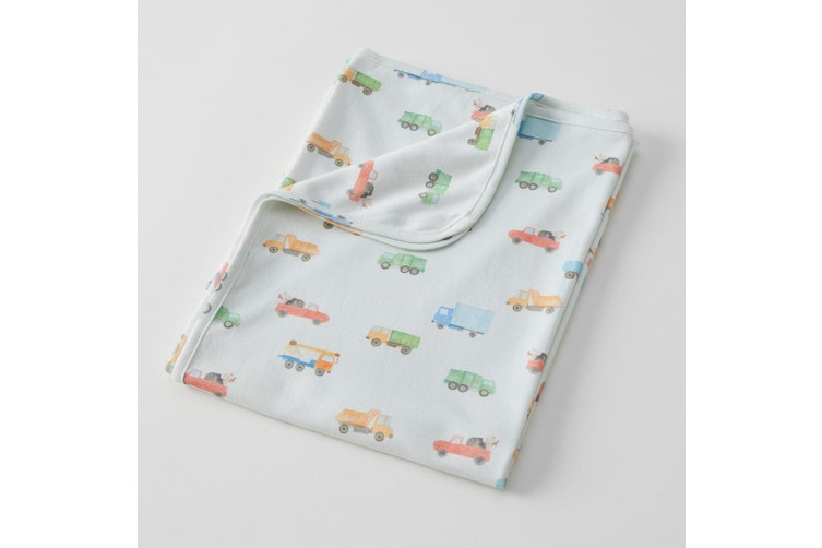 Baby Jersey Wrap - Trucking Along
