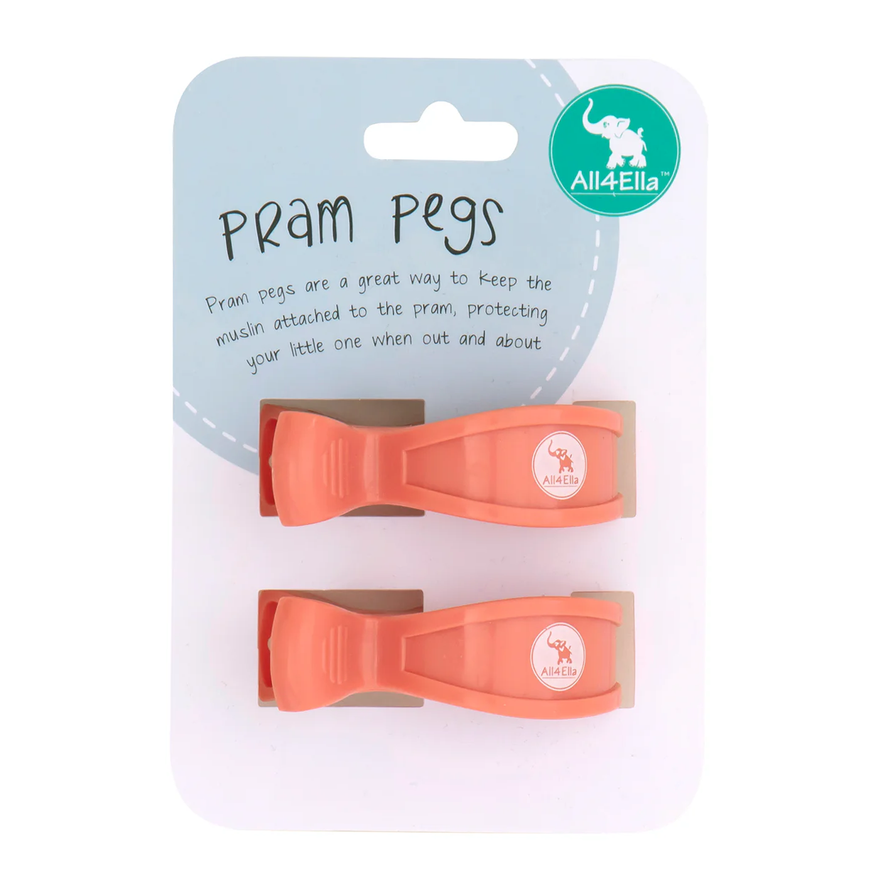 Pram Pegs 2 Pack - Coral