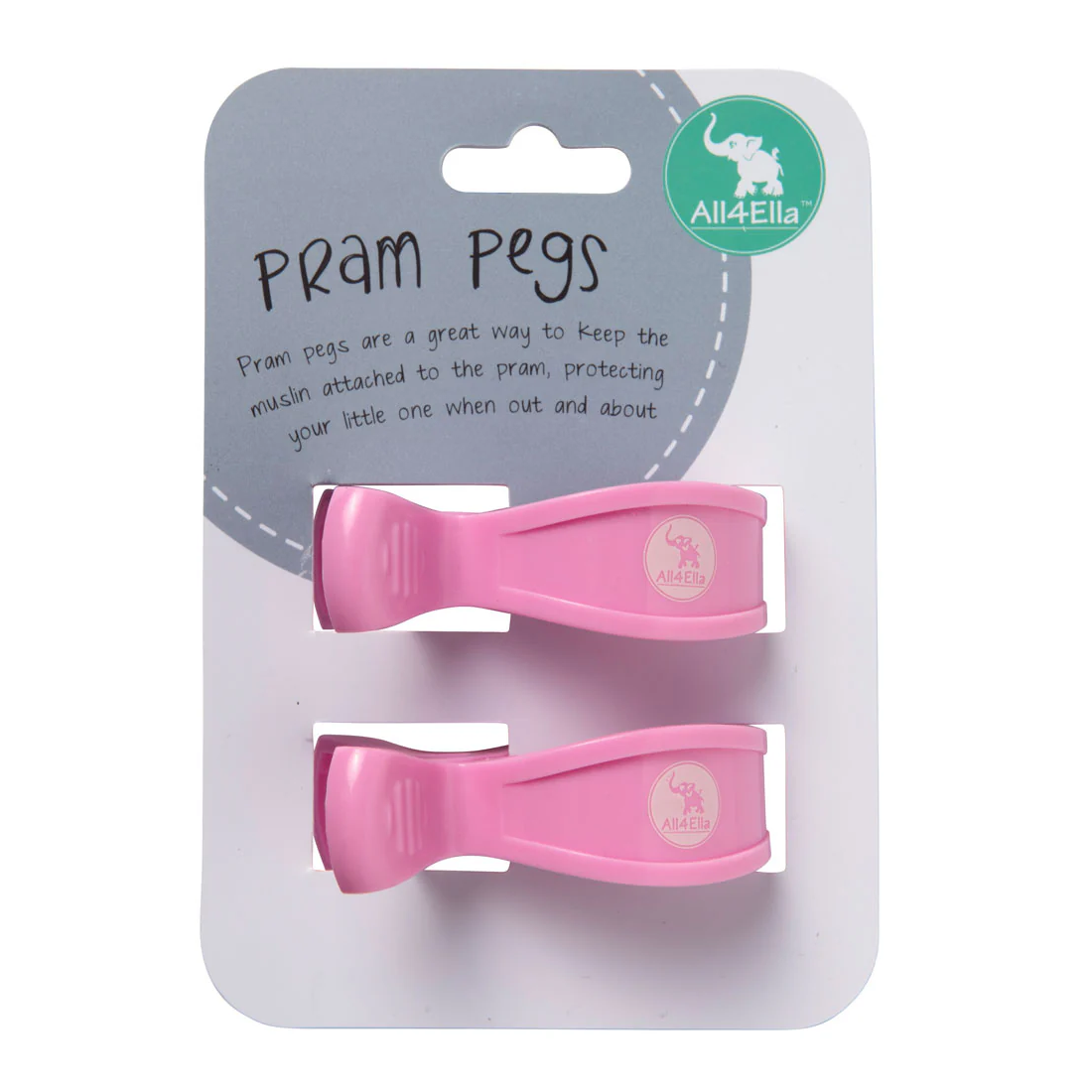 Pram Pegs 2 Pack - Pastel Pink