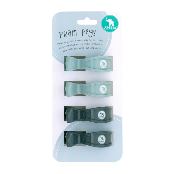 Pram Pegs 4 Pack - Steel Blue/Charcoal