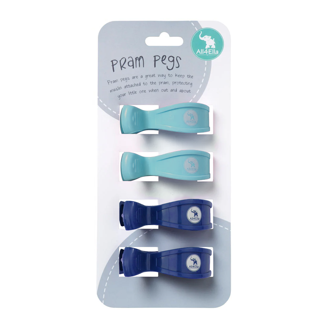 Pram Pegs 4 Pack - Blue/Navy