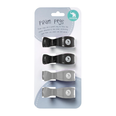 Pram Pegs 4 Pack - Black/Grey