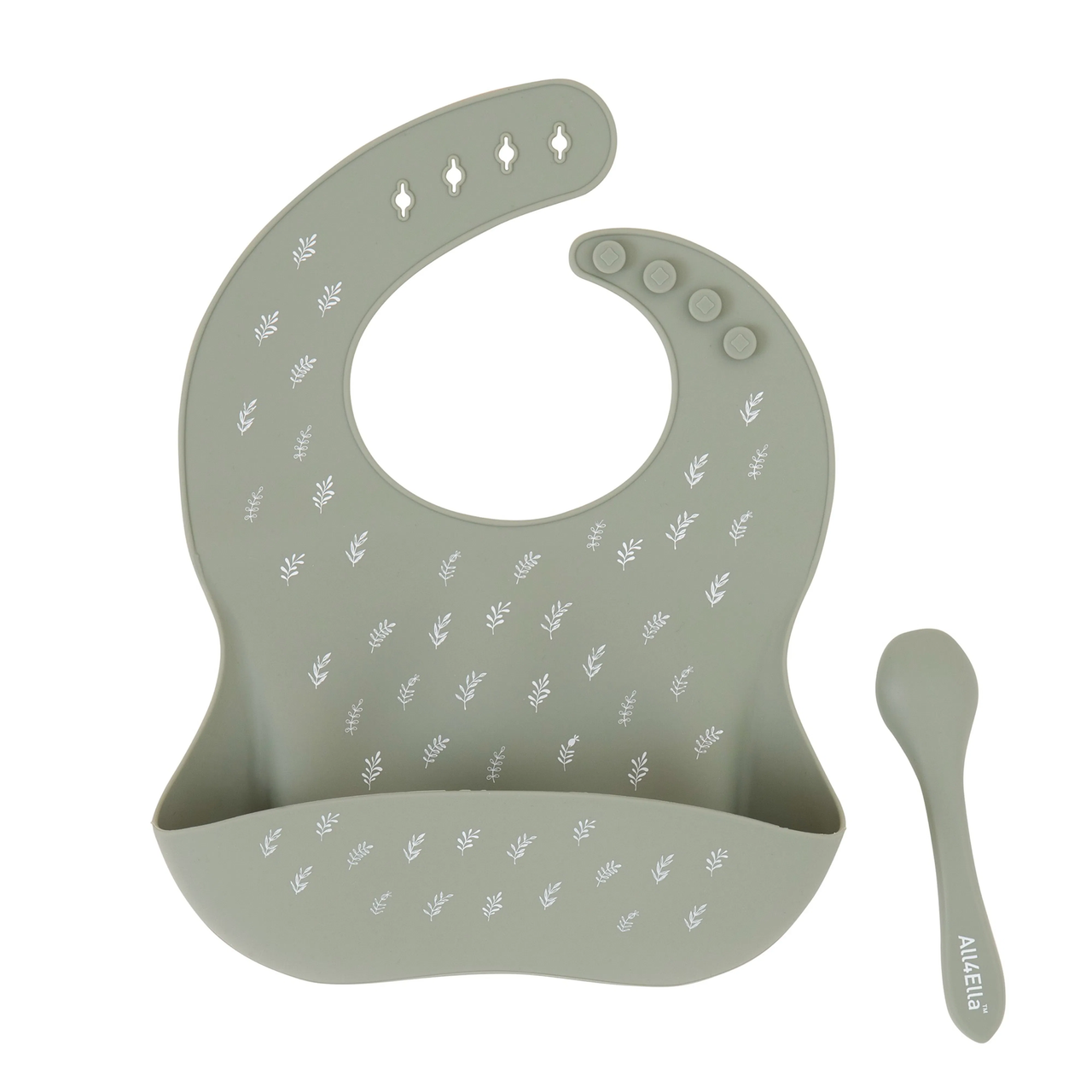 Silicone Bib in Pouch - Olive