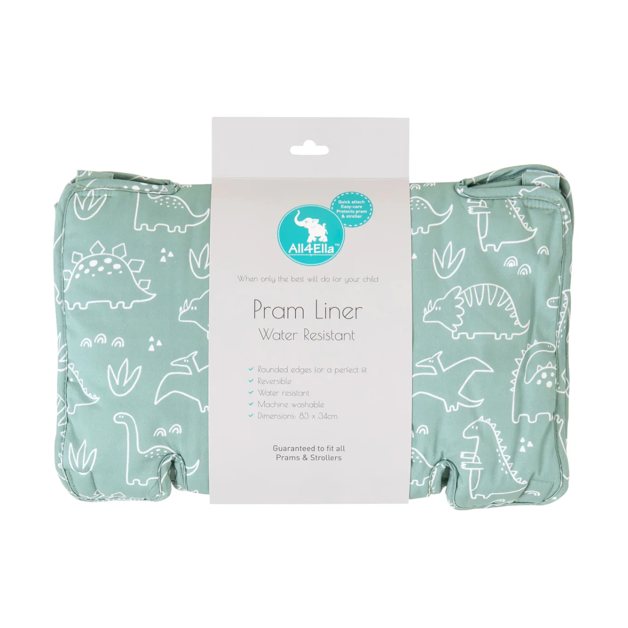Pram Liner - Dino Sage