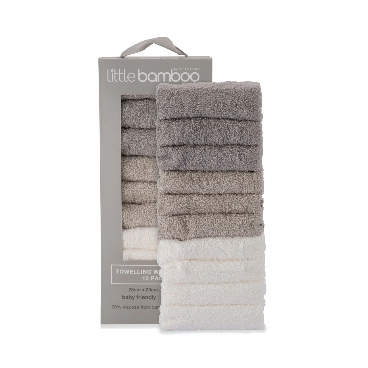 Towelling Wash Cloth 10 pack -Stone Grey