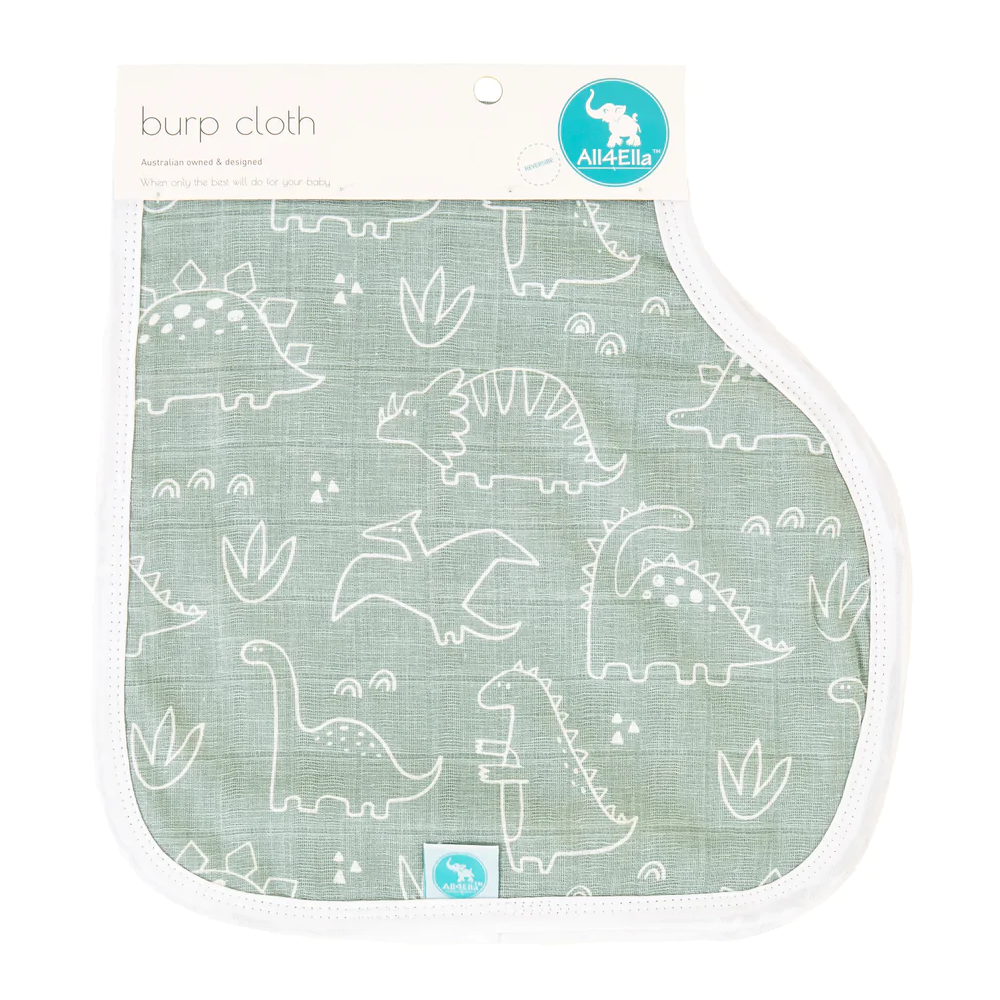 Burp Cloth - Dino Sage