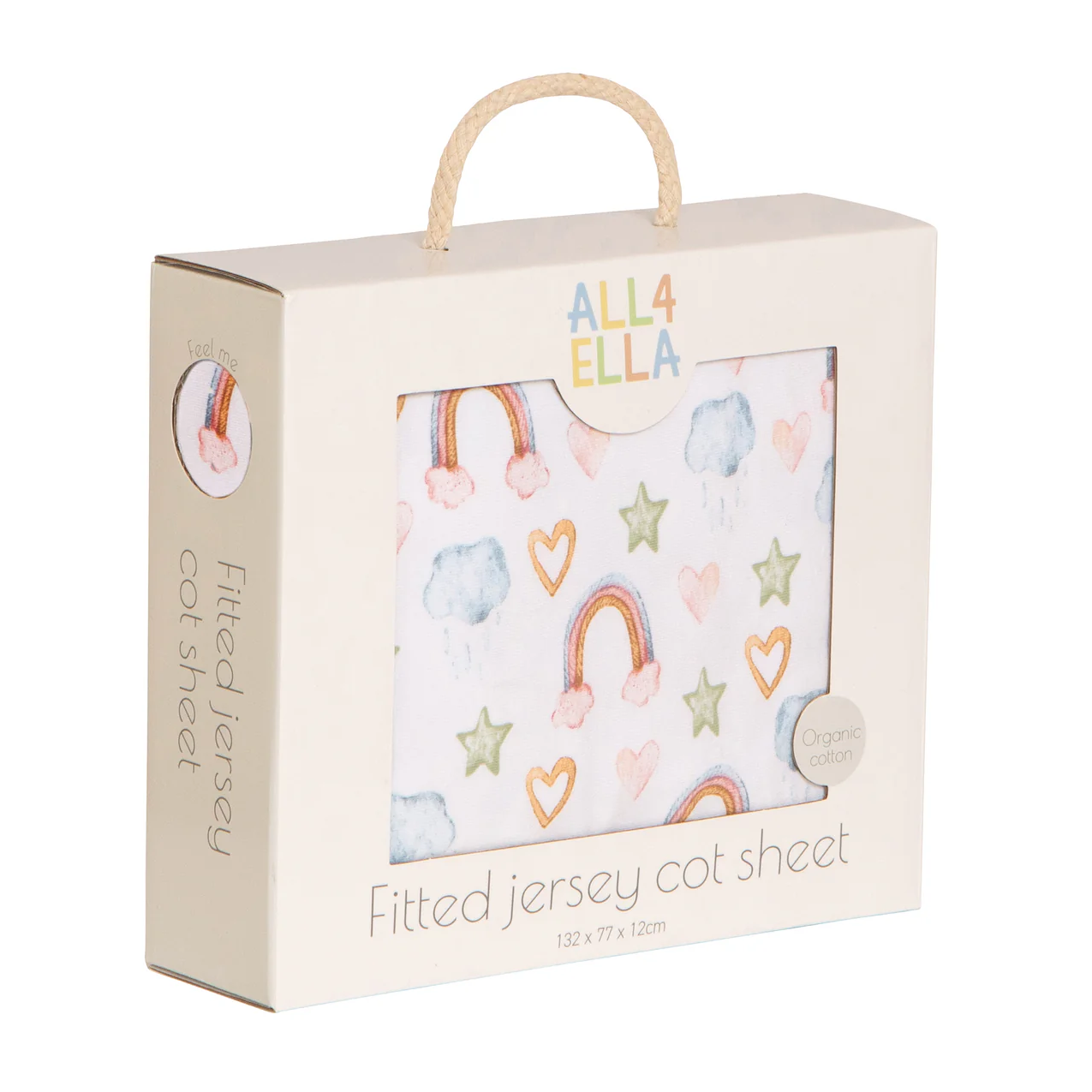 Organic Fitted Jersey Cot Sheet - Rainbow Dreams