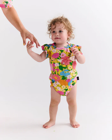 Organic Short Sleeve Frill Romper - Follow The Sun