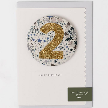 Birthday Badge Age Card - Liberty  Fabric
