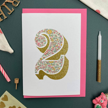 Age Birthday Card - Bio Glitter and Liberty Print