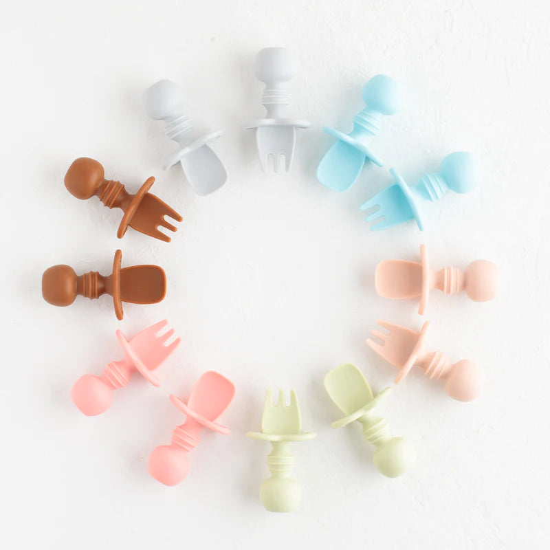 Silicone Training Cutlery - Baby First Stage Spoon and Fork Set