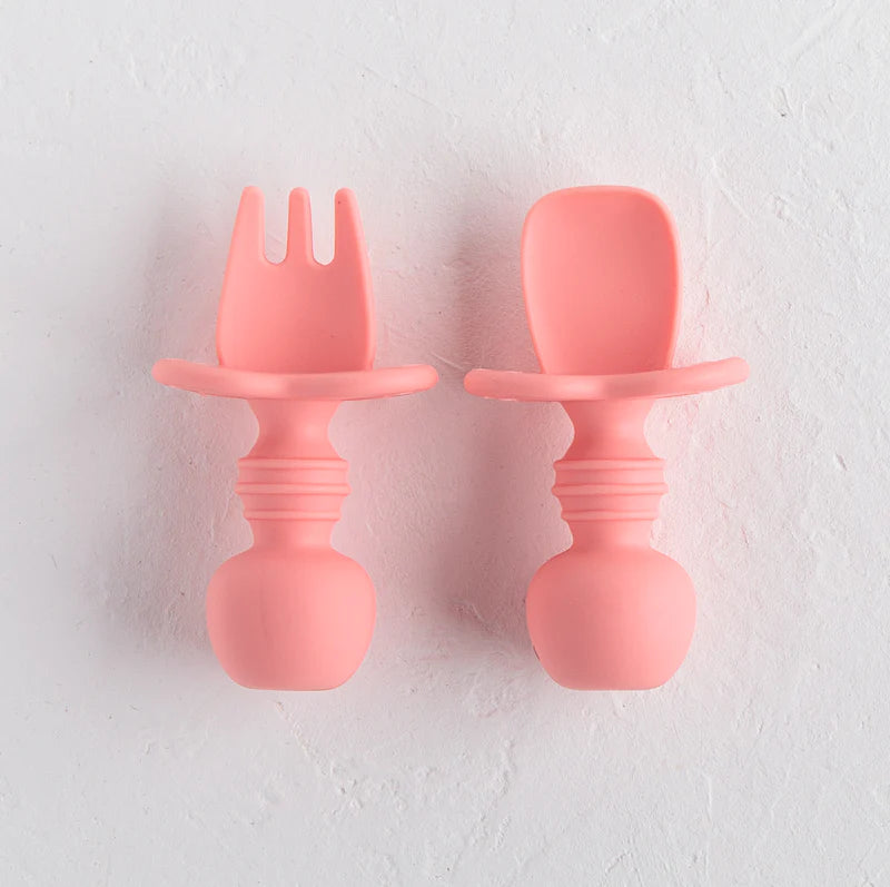 Silicone Training Cutlery - Baby First Stage Spoon and Fork Set