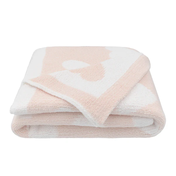 Chenille Baby Blanket - Pink Hearts
