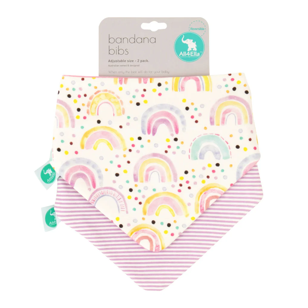 Bandana Bibs 2pk - Watercolour Rainbow