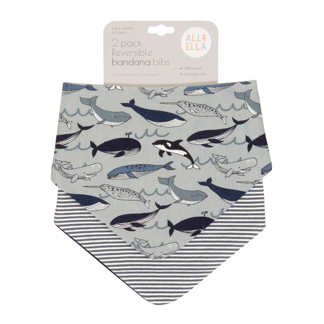 Bandana Bibs 2pk - Whales