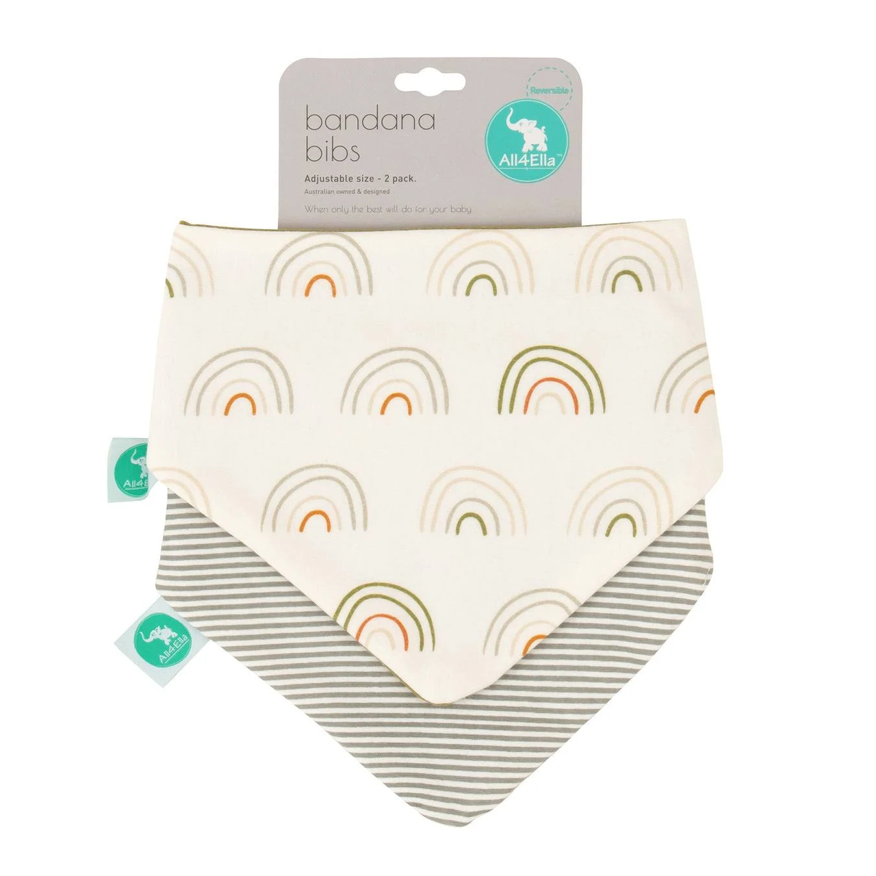 Bandana Bibs 2pk - Earth Rainbow