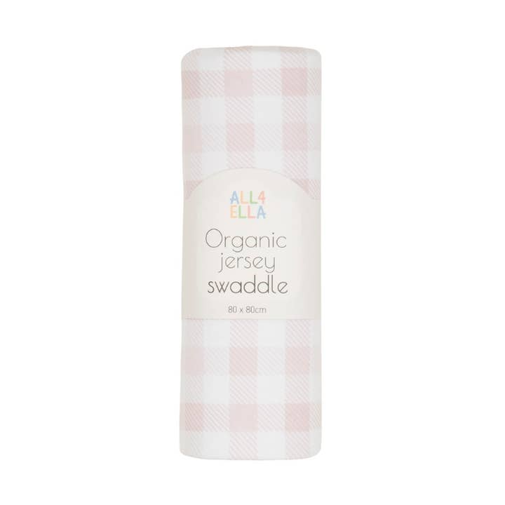 Organic Jersey Swaddle - Gingham Pink