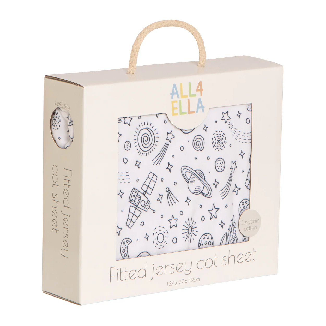 Organic Fitted Jersey Cot Sheet - Outer Space