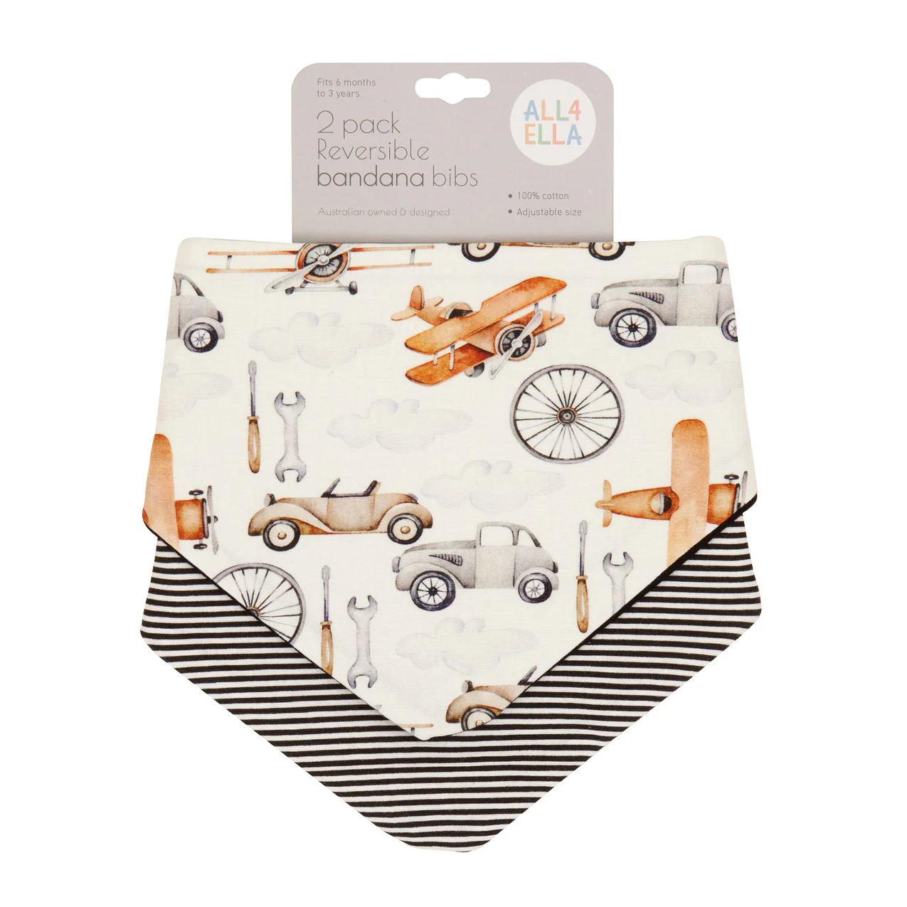 Bandana Bibs 2pk - Lined Vehicle