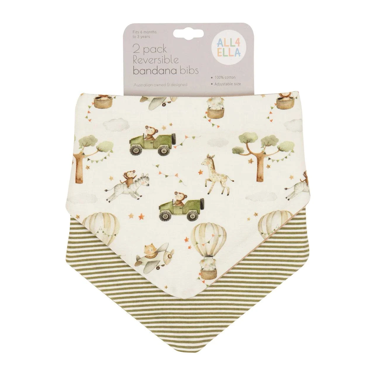 Bandana Bibs 2pk - Monkey Carnival