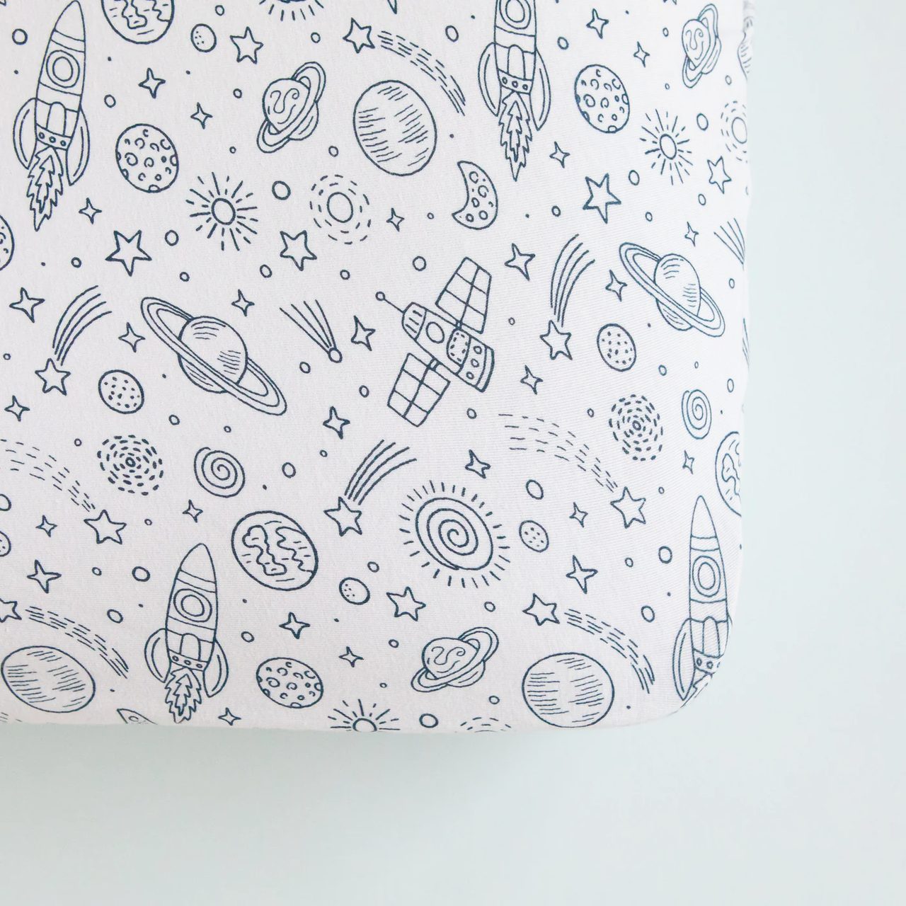 Organic Fitted Jersey Cot Sheet - Outer Space