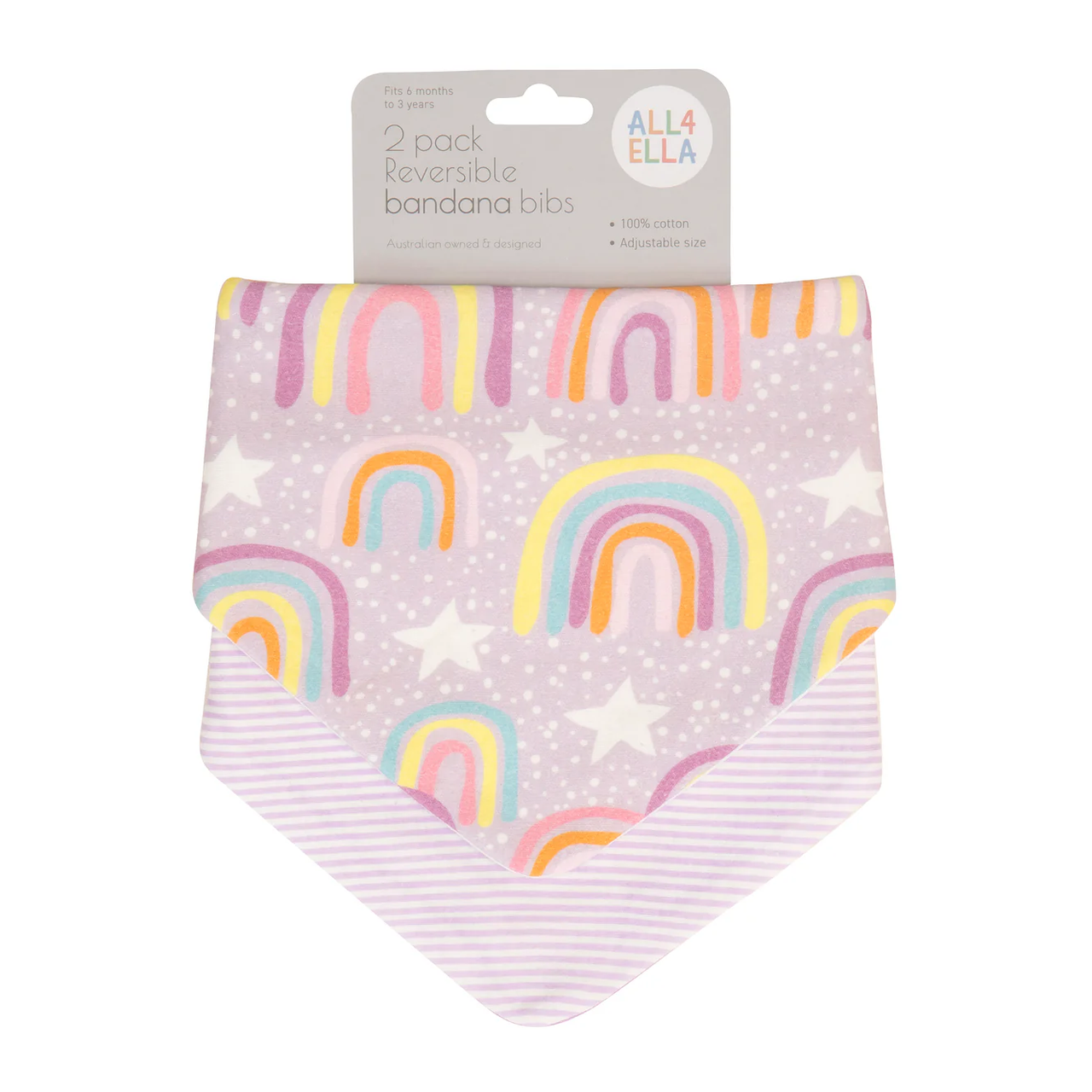 Bandana Bibs 2pk - Lilac Rainbows