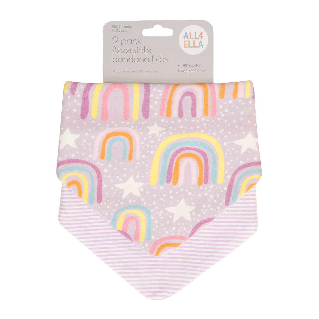 Bandana Bibs 2pk - Lilac Rainbows