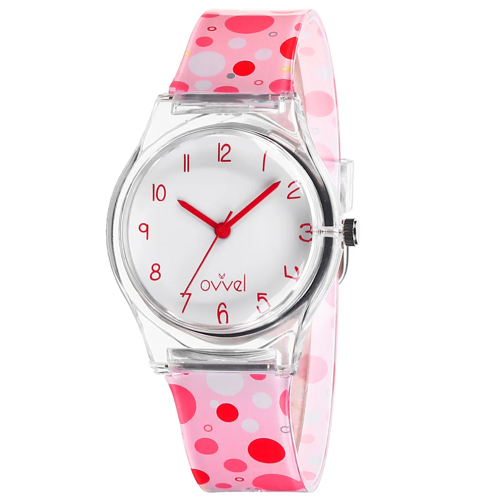 Girls Analog Pink Polka Dotted Watch